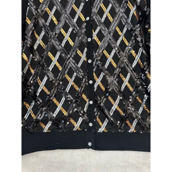 Charter Club Sequin Argyle Cardigan Sweater XL Holidays Party - Picture 2 of 8